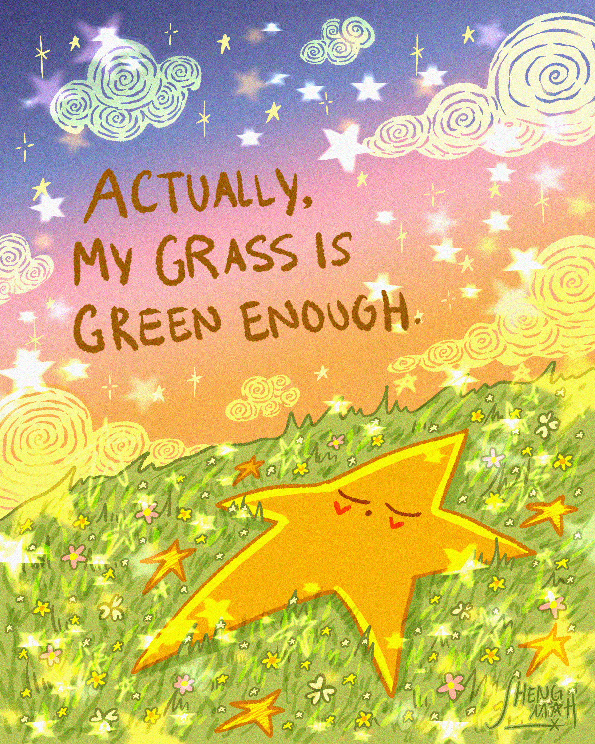 Actually my grass is green enough | Art Print