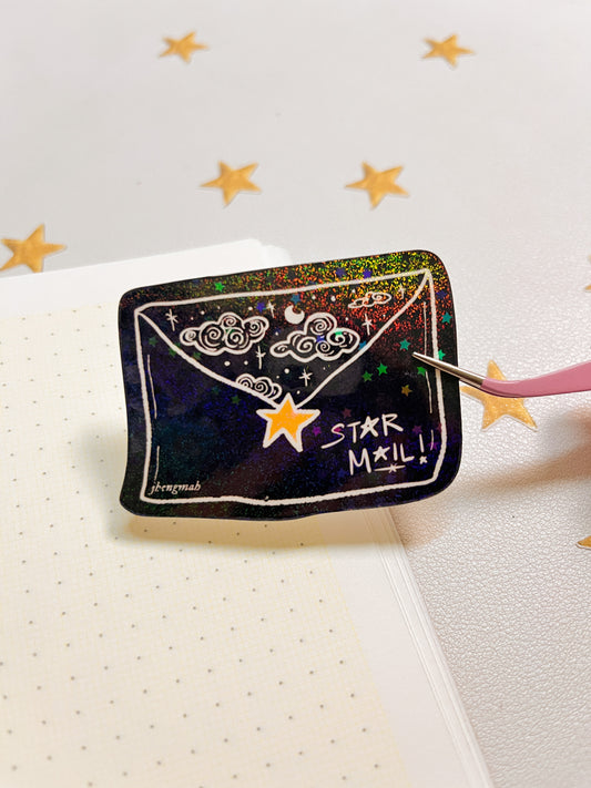 Star Mail black envelope | Sticker Waterproof Vinyl Sticker